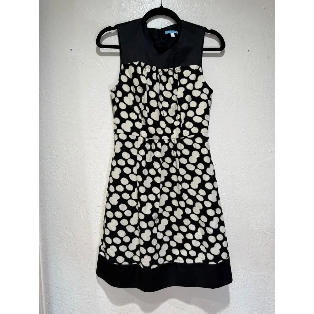 Leifnotes Anthropologie Black White‎ Polka Dot Corduroy Sleeveless Mini Dress 4